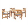 Alaterre Furniture ManchesterAcacia Wood Outdoor Dining Set with Round Dining Table and 4 Dining Chair with Cushions ANMC0445ANO